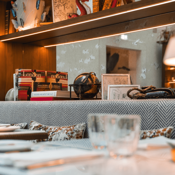 Elegant interior of Federico's Restaurant in Lisbon, cozy dining atmosphere